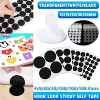 Strong Sticky Round Self Adhesive Dots DIY Bond Tape No Mark Fasteners - Black 4 Pairs - 50mm