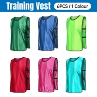 6X Sports Training Bibs Soccer Vests Group Team Bibs Basketball Cricket Football - Pink-L