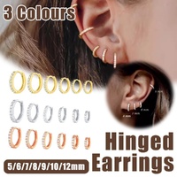 7sizes Hoop Earring Silver Zirconia Ear Huggie Hoop Cartilage Piercing Jewellery - Champagne-7mm