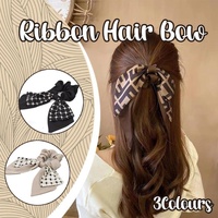 Women Elegant Scrunchies for Hair Ribbon Ties Bow Scrunchies Ponytail Scrunchie - Brown