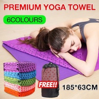 Non Slip Yoga Towel Mat Microfiber Fitness Gym Exercise Blanket with Carry Bag - Orange
