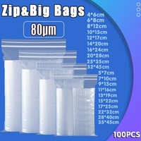 100X Bulk Clear Resealable PE Plastic Zip Bags - 17*25cm 100PCS
