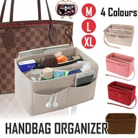 Felt Handbag Organizer Insert with Multiple Pockets for Tote and Purse - Coffee M Size