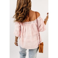 Azura Exchange Puff Sleeve Eyelet Babydoll Blouse - 2XL