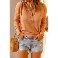 Azura Exchange Waffle Knit Henley Top - 2XL