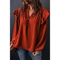 Azura Exchange Pleated V Neck Blouse - 2XL