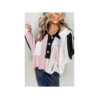 Azura Exchange Colorblock Flap Pockets Henley Collared Top - 2XL