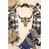 Azura Exchange Western Steer Skull Graphic Print T-Shirt - 2XL