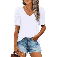 Azura Exchange V-Neck Puff Sleeve T-Shirt - XL