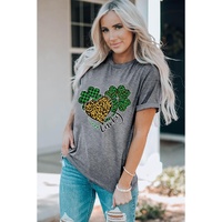 Azura Exchange Leopard Plaid Heart Clover Graphic Print T-Shirt - 2XL