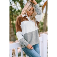 Azura Exchange Colorblock Pullover Sweatshirt with Turn-down Collar - 2XL