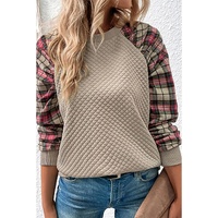 Azura Exchange Plaid Raglan Sleeve Sweatshirt - S