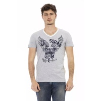 Front Print V-Neck T-shirt L Men