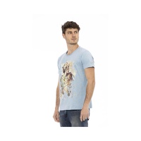 Trussardi Action Men's Elegant Light Blue Cotton Tee for  - 3XL
