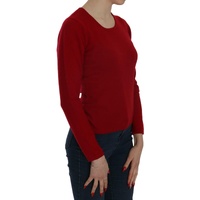 MILA SCHON Women's Red Round Neck Pullover Cashmere Sweater - M