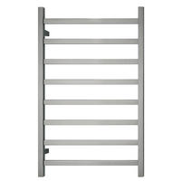 Premium Brushed Nickel Heated Towel Rack - 8 Bars, Square Design, AU Standard, 1000x620mm Wide