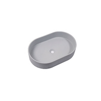 Ultra Modern Concrete Cement Wash Basin Counter Top Matte Light Gray Oval Basin