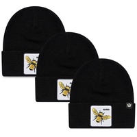 3x Goorin Buzzed Beanie Hat Warm Winter Ski Animal Series - Black