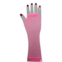 FISHNET GLOVES Fingerless Elbow Length 70s 80s Womens Costume Party Dance - Light Pink - One Size