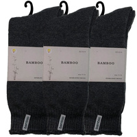3 Pairs PREMIUM BAMBOO SOCKS Mens Heavy Duty Thick Work Socks BULK Cushion - Charcoal Grey - 11-14