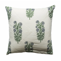 Kolka Iris Quilted Euro Sham Set Super Quality Cotton Quilted Front - Green