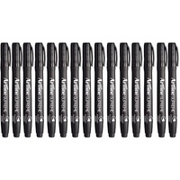12x Artline Supreme Permanent Markers 0.4mm - Black Bulk Pack