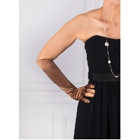 Dents Womens Long Above Elbow Satin Gloves  - Bronze