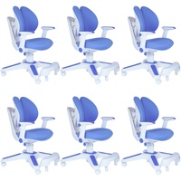 Ergonomic Children Kids Study Chair Set of 6 Height Adjustable - Blue