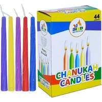 Ner Mitzvah Multi Color Standard Chanukah Candles - 1 Pack of 44pcs