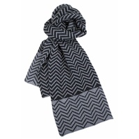 Dents Zig Zag Two-Tone Knit Scarf Warm Winter Ski - Black/Charcoal