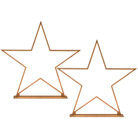 2x Large Bamboo Star w/ LED Strip Table Lamp Light Modern Minimalist Decor - Natural