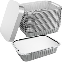 96x Aluminium Disposable Foil Food Container Trays Pans w/ Lids Covers Bulk 32cm*26cm*6.3cm
