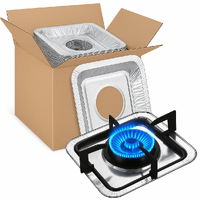 480x Aluminium Disposable Foil Stove Burner Covers Bulk - Square