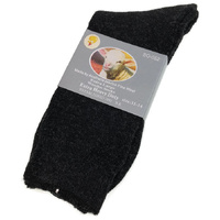 1 Pair Merino Wool Blend Woolen Work Socks Hiking Heavy Duty Warm Winter Thermal - Black - 11-14