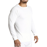 Mens Merino Wool Blend Long Sleeve Thermal Top Underwear Thermals Base Layer - Beige - 5XL