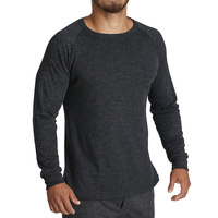 Mens Merino Wool Blend Long Sleeve Thermal Top Underwear Thermals Base Layer - Black - 3XL