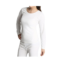 Ladies Merino Wool Blend Long Sleeve Thermal Spencer Top Underwear Thermals - Beige - 18-20