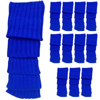 12x LEG WARMERS Knitted Womens Costume Neon Dance Party Knit 80s BULK - Blue