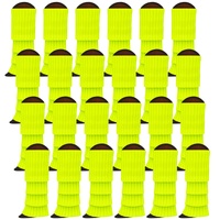 24x Womens Leg Warmers Disco Winter Knit Dance Party Crochet Legging Socks Costume - Fluro Yellow