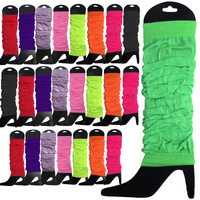 24 LEG WARMERS Knitted Womens Neon Party Knit Ankle Fluro Dance Costume 80s BULK - Assorted Pack