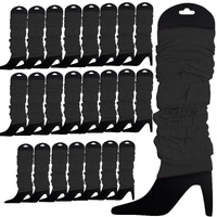 24 LEG WARMERS Knitted Womens Neon Party Knit Ankle Fluro Dance Costume 80s BULK - Black