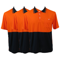 3x HI VIS Polo Shirt Top Tee Safety Workwear Short Sleeve Breathable Mesh BULK - Orange/Navy - XXL (20)