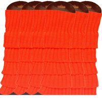 6x Womens Leg Warmers Disco Winter Knit Dance Party Crochet Legging Socks Costume - Orange