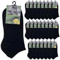 24x COTTON ANKLE SOCKS Sport Low Cut Mens Womens Running  BULK Anklet - Black - 6-11