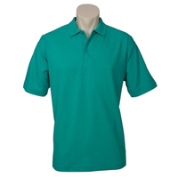 Mens Polo Top Shirt Plain Casual Short Sleeve Knit Basic T-Shirt - Green (Mid Jade) - XL