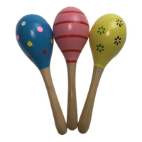 3x WOODEN MARACAS Musical Egg Percussion Toy Shakers Rattles Rumba Party