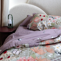 100% Cloud Cotton Duvet Quilt Cover Set w/ 2 Pillow Cases in Serena - King