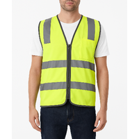 Hi Vis Safety Vest Reflective Tape Zip Up Workwear Pocket High Visibility in Yellow - M
