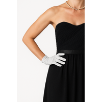DENTS Wrist Length Satin Evening Gloves Wedding Stretch Formal Bridal in Silver