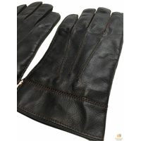 DENTS Sheepskin Leather Gloves with Detail Mens Warm Winter ML8043 - Brown - Small